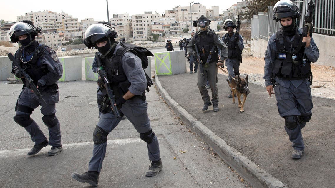 Israeli riot police officers AP