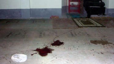 Blood stains are seen on the floor of a Shiite mosque after a shooting in Shibganj, northern Bangladesh, some 125 km from the capital Dhaka. (AFP)
