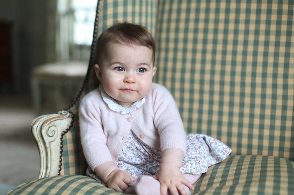 In this undated photo released Sunday Nov. 29, 2015, by Britain's Duke and Duchess of Cambridge, showing their daughter Princess Charlotte, at Anmer Hall in Sandringham, England. Princess Charlotte was born May 2, 2015, and the photo was taken by her mother, Kate Duchess of Cambridge, during November 2015. (Duchess of Cambridge via AP)