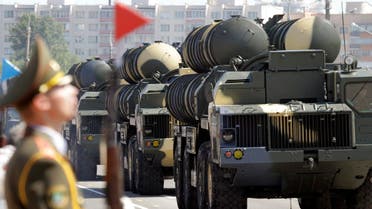 Belarusssian S-300 mobile missile launching systems drive through a military parade during celebrations marking Independence Day in Minsk July 3, 2013. (Reuters)