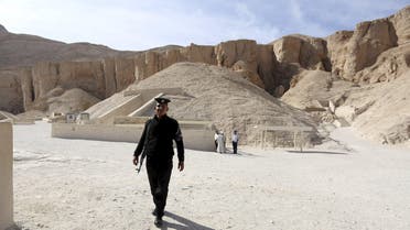 A policeman walks in front of the Valley of the Kings in Luxor, Egypt, November 28, 2015. Chances are high that the tomb of Ancient Egypt's boy-king Tutankhamun has passages to a hidden chamber, which may be the last resting place of the lost Queen Nefertiti, experts said on Saturday. REUTERS/Mohamed Abd El Ghany