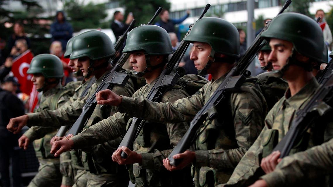 Members of Turkish armed forces march during a parade for the anniversary celebrations of the Turkish Republic in Istanbul. (File photo: AP)
