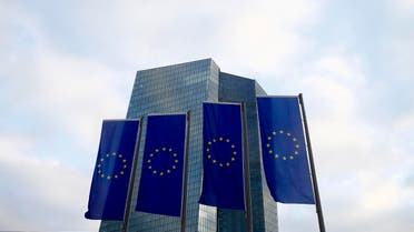 European Union (EU) flags fly in front of the European Central Bank (ECB) headquarters in Frankfurt, Germany. (Reuters)