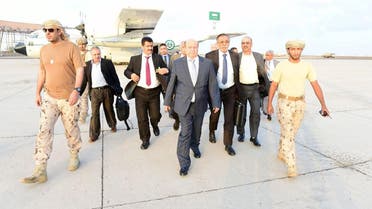 Handout photo of Yemen's exiled President Abd-Rabbu Mansour Hadi walking at Aden airport upon his arrival from Saudi Arabia. (File photo: Reuters)