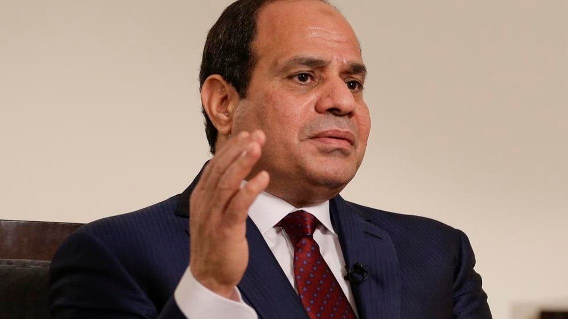 Egyptian President Abdel Fattah el-Sisi answers questions during an interview, Saturday, Sept. 26, 2015, in New York. Sisi discussed various issues including Egypt's role in the Middle East, his country's work on an expansion project to the Suez Canal, and relations with the United States. (AP Photo/Julie Jacobson)