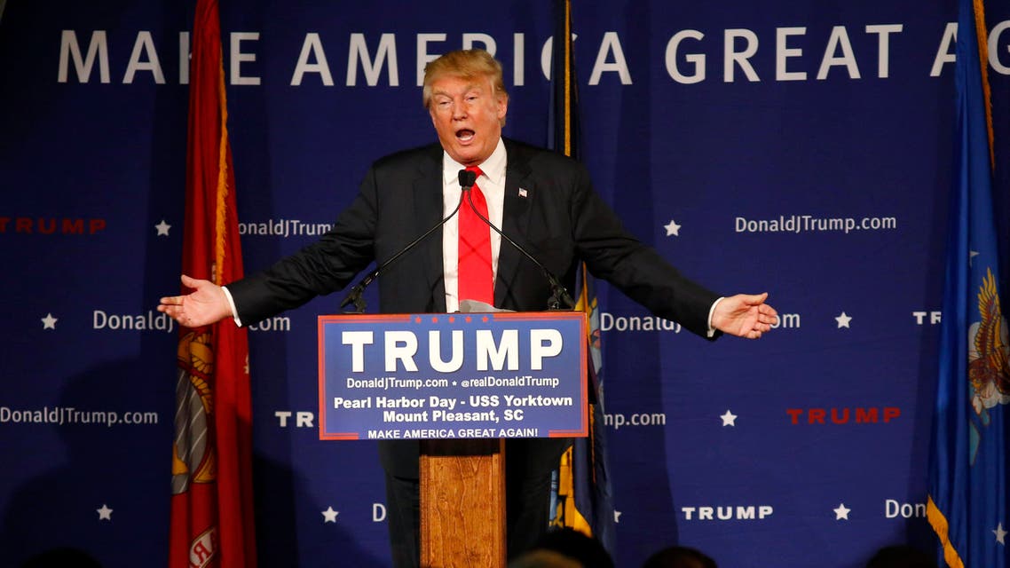 Republican presidential candidate, businessman Donald Trump, speaks during a rally coinciding with Pearl Harbor Day at Patriots Point aboard the aircraft carrier USS Yorktown in Mt. Pleasant, S.C., Monday, Dec. 7, 2015.