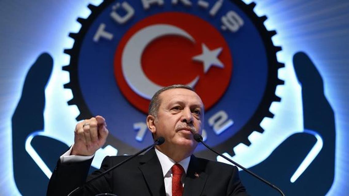 Turkey's President Recep Tayyip Erdogan addresses a labor union meeting in Ankara on Dec. 3. (AP)