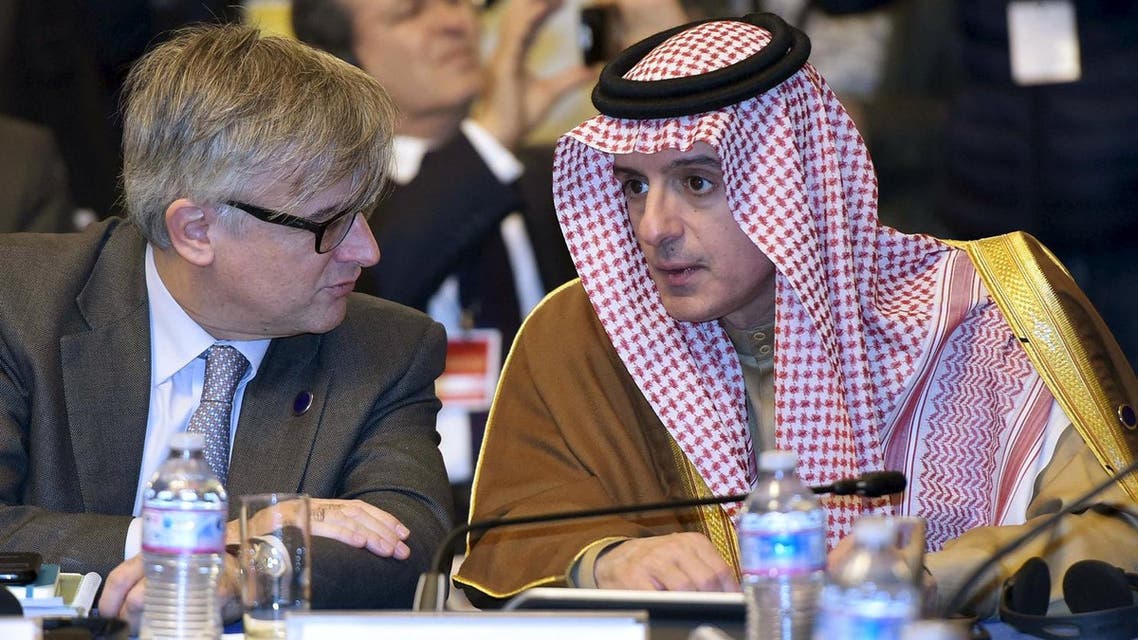 Saudi Foreign Minister Adel al-Jubeir (R) takes part in an international conference at the Ministry of Foreign Affairs in Rome December 13, 2015. Reuters