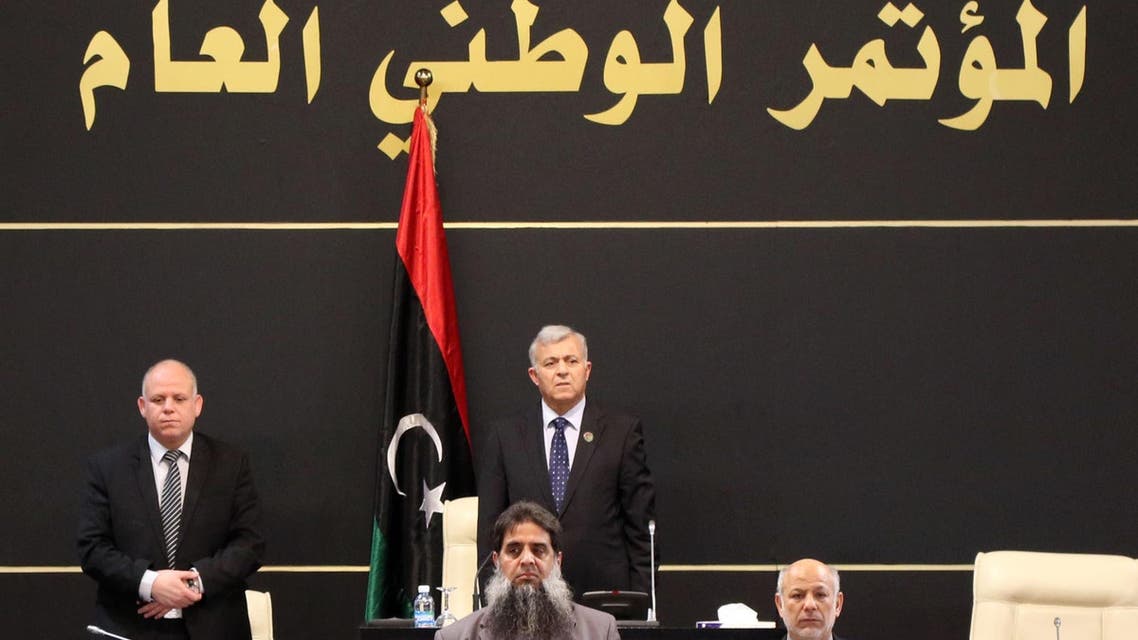 The president of the Tripoli-based General National Congress, Nuri Abu Sahmein (C top), leads a parliament session in the Libyan capital on December 16, 2015, ahead of the expected signing of a UN plan for a national unity government.