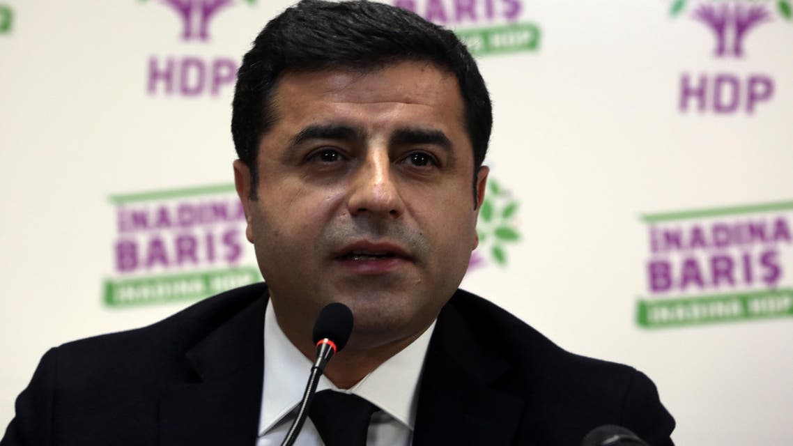 Co-chairman of pro-Kurdish People's Democratic Party, or HDP, Selahattin Demirtas speaks to the media in Ankara, Turkey, Sunday, Nov. 1, 2015. (AP)