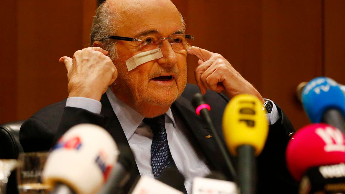 Suspended FIFA President Sepp Blatter attends a news conference in Zurich, Switzerland, Monday, Dec. 21, 2015 after he has been banned for 8 years from all football related activities. (AP)