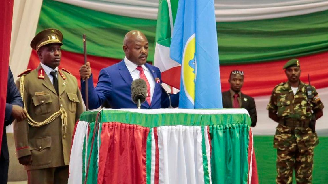 Burundi's President Pierre Nkurunziza is sworn in for a third term at a ceremony in the parliament in Bujumbura, Burundi, Thursday, Aug. 20, 2015 | AP