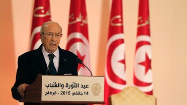 Tunisia's President Beji Caid Essebsi speaks during celebrations marking the fourth year anniversary of the revolution at the Carthage Palace in Tunis January 14, 2015. (Reuters)