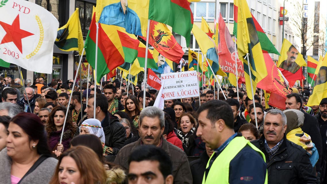 Some 15,000 people take part in a protest march against the latest offensive by the Turkish army against the Kurds in Duesseldorf, western Germany on December 26, 2015. (AFP)