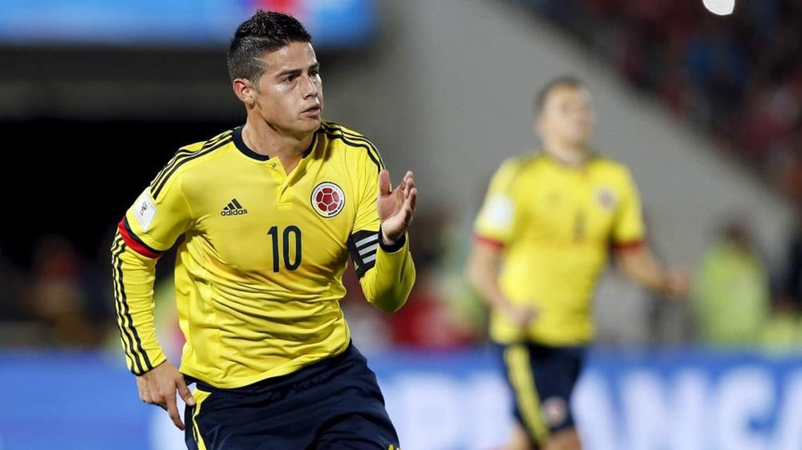 Colombia's James Rodriguez celebrates a goal against Chile during their 2018 World Cup qualifying soccer match at the national Julio Martinez stadium in Santiago, Chile, November 12, 2015 | Reuters