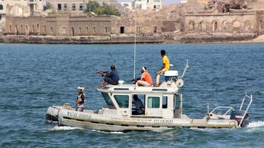  Members of the Yemeni coast guard patrol on a boat off the port of the southern city of Aden after fighters loyal to Yemen's President Abedrabbo Mansour Hadi managed to take control of it and secure it completely on January 4, 2016. (AFP)