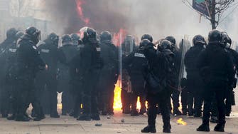 Fire breaks out at Kosovo government HQ as protests flare