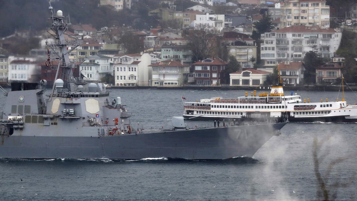 U.S. Navy guided-missile destroyer USS Ross sets sail in the Bosphorus strait, after returning from the Black Sea, in Istanbul, Turkey, December 17, 2015. (File photo: Reuters)