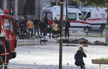 Rescue teams gather at the scene after an explosion in central Istanbul. (Reuters)