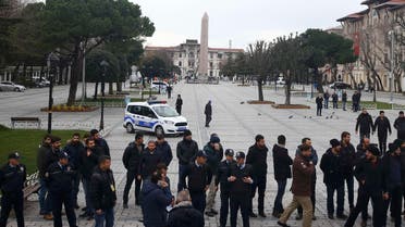Police and security services secure the area around the Obelisk of Theodosius at Sultanahmet square in Istanbul, Turkey January 13, 2016. (Reuters)