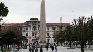 Police and security services secure the area around the Obelisk of Theodosius at Sultanahmet square in Istanbul, Turkey January 13, 2016. (Reuters)