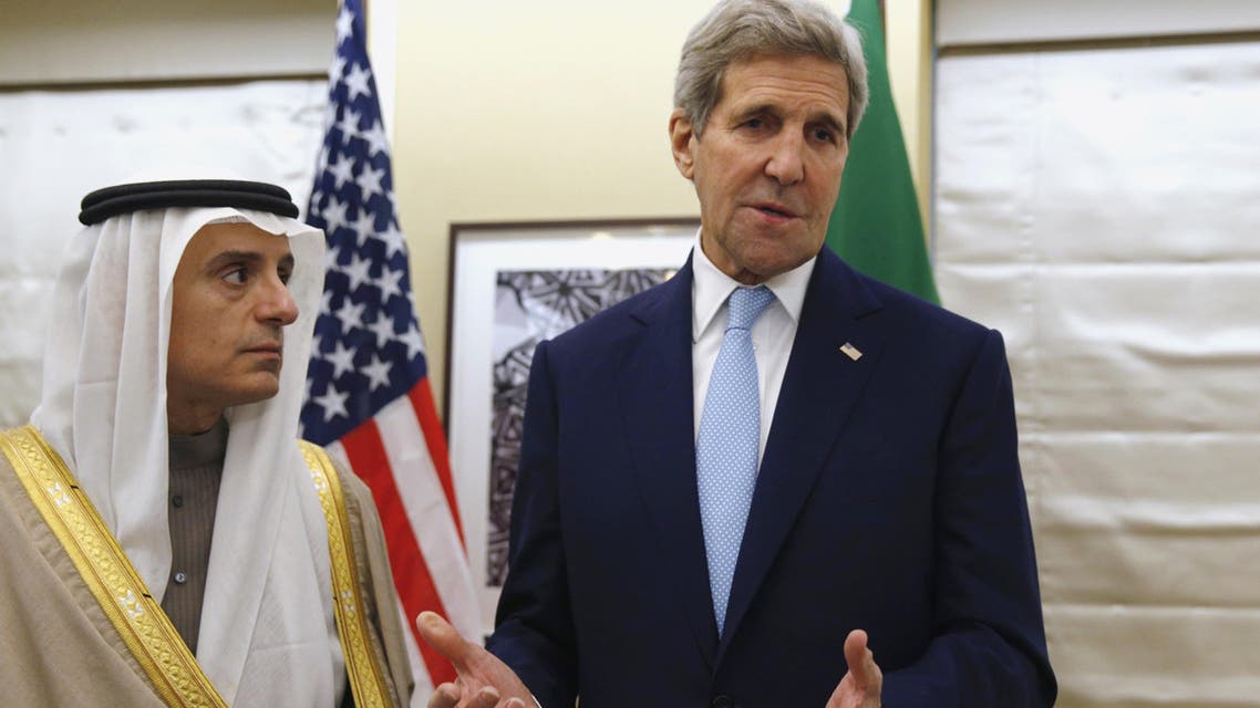  US Secretary of State John Kerry (R) is pictured during a meeting with Saudi Arabia Foreign Minister Adel al-Jubeir in central London on January 14, 2016.  (AFP)