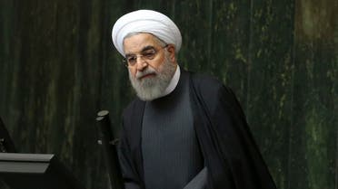  Iranian President Hassan Rouhani addresses lawmakers in an open session of parliament, in Tehran, Iran, Sunday, Jan. 17, 2016. Rouhani said Sunday that the official implementation of the landmark deal reached between Tehran and six world powers has satisfied all parties except radical extremists. (AP Photo/Vahid Salemi)
