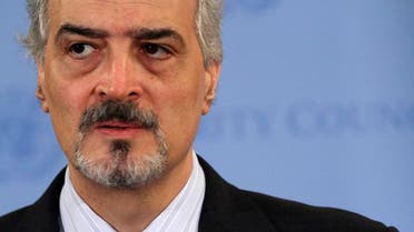 Syrian Ambassador to the United Nations Bashar Al-Jaafari speaks to reporters after a Security Council meeting on the situation in Syria, Tuesday, June 19, 2012 at United Nations headquarters. (AP Photo/Mary Altaffer)