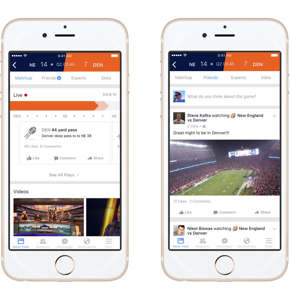 This image provided by Facebook shows Facebook Sports Stadium, which will be focused on most major sporting events around the world. AP