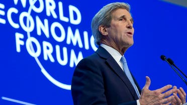 U.S. Secretary of State John Kerry speaks to the 2016 World Economic Forum in Davos, Switzerland, on Friday, Jan. 22, 2016. (AP)