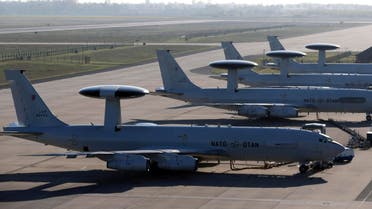 NATO AWACS (Airborne Warning and Control Systems) aircrafts are seen on the tarmac at the AWACS air base in Geilenkirchen near the German-Dutch border April 16, 2014. (Reuters)