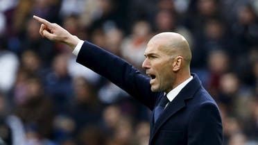 Real Madrid's coach Zinedine Zidane reacts. REUTERS