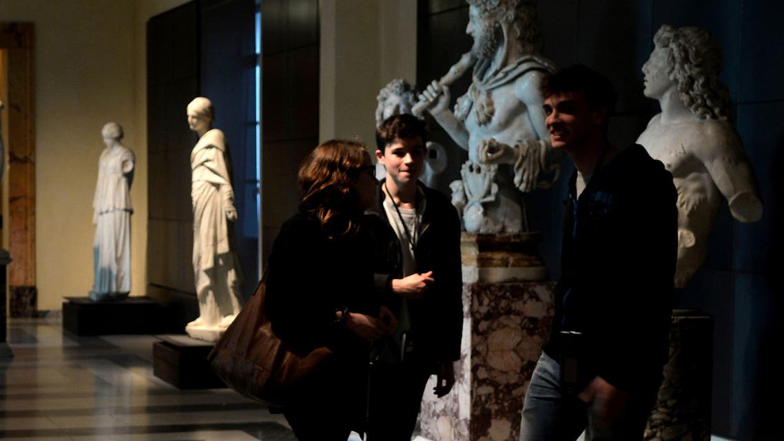 Visitors walk past statues on display at Rome's Capitoline Museum (Musei Capitolini) on Capitol Hill on January 26, 2016.  (AFP)