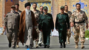 Supreme Leader Ayatollah Ali Khamenei, second left, attends a graduation ceremony of Revolutionary Guard officers in Tehran, Iran. (File photo: AP)