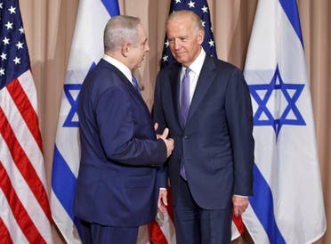 Israeli Prime Minister Benjamin Netanyahu, left, and US Vice-President Joe Biden pose for the media prior to a meeting on the sidelines of the World Economic Forum in Davos, Switzerland, Thursday, Jan. 21, 2016. (File photo: AP)