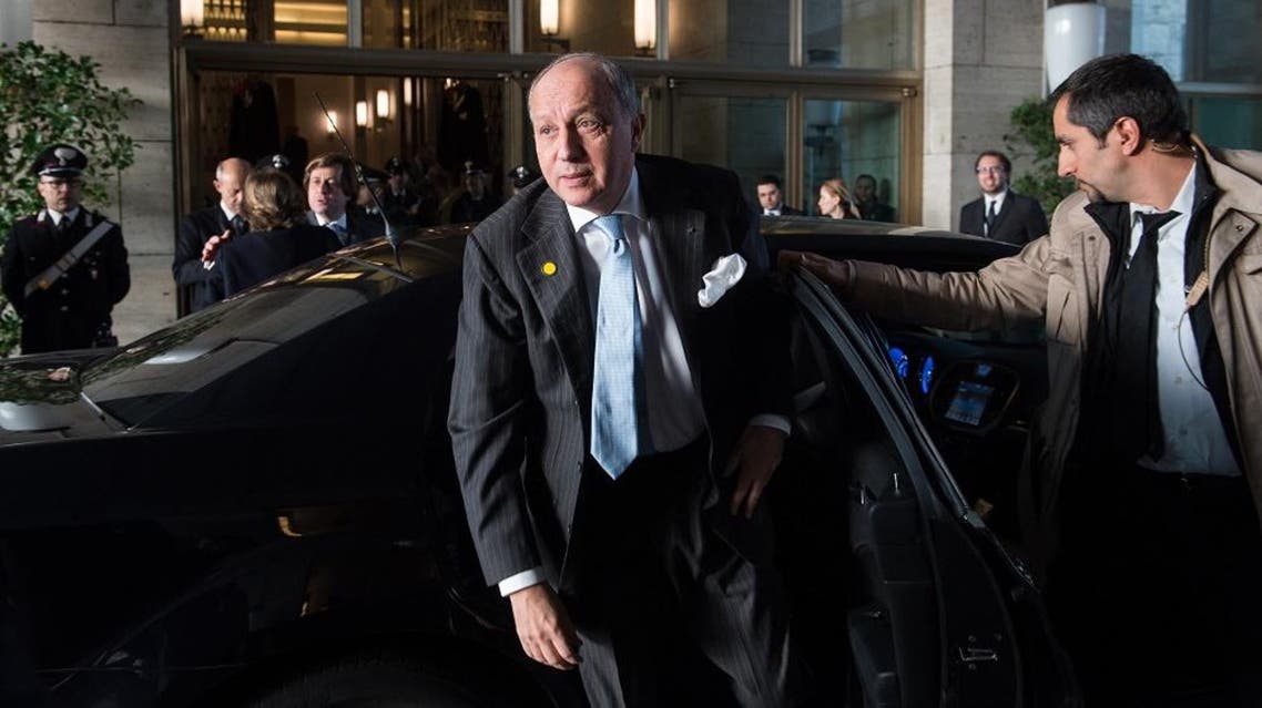 French Foreign Minister Laurent Fabius arrives at an anti-Daesh summit with the foreign ministers of 23 countries from Europe, the West and the region, as well as by the High Representative of the European Union for Foreign Affairs and Security Policy, on February 2, 2016 in Rome. AFP PHOTO POOL / NICHOLAS KAMM
