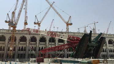 A construction crane which crashed in the Grand Mosque is pictured in the Muslim holy city of Mecca, Saudi Arabia. (Reuters)