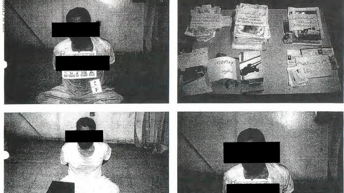 Black strips placed by censors mask the identity of detainees in an undated combination of photos from Iraq's Abu Ghraib prison. (Reuters)