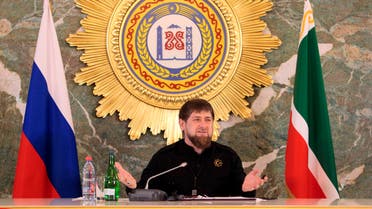 In this photo taken on Monday, Dec. 28, 2015, Chechen regional leader Ramzan Kadyrov speaks to journalists in Chechnya's provincial capital Grozny, Russia.