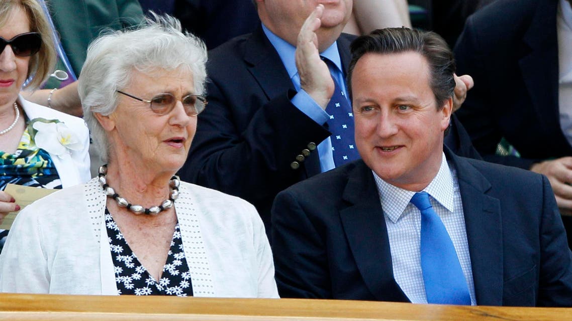 Britain's Prime Minister David Cameron, front right, and his mother Mary