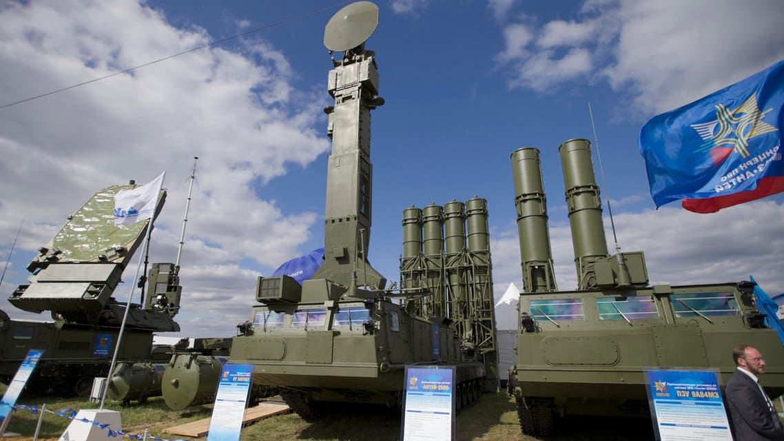 In this file photo taken on Tuesday, Aug. 27, 2013 a Russian air defense missile system Antey 2500, or S-300 VM, is on display at the opening of the MAKS Air Show in Zhukovsky outside Moscow.