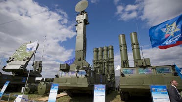 In this file photo taken on Tuesday, Aug. 27, 2013 a Russian air defense missile system Antey 2500, or S-300 VM, is on display at the opening of the MAKS Air Show in Zhukovsky outside Moscow.