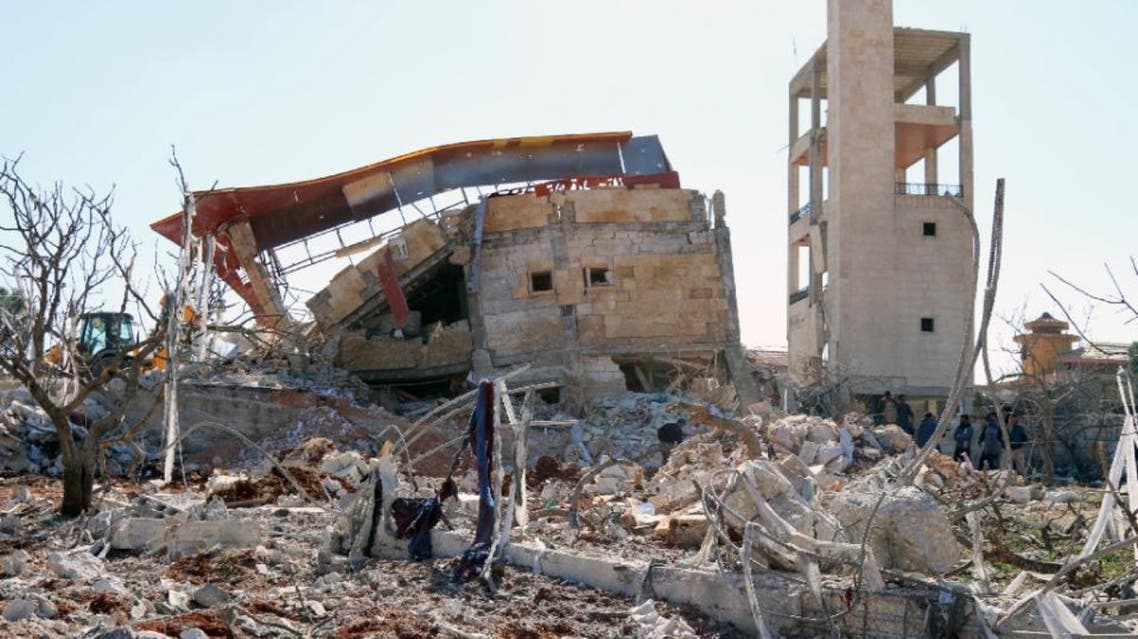 A hospital supported by Doctors Without Borders (MSF) is reduced to rubble in an airstrike near Maaret al-Numan, northern Syria, on February 15, 2016 (AFP)
