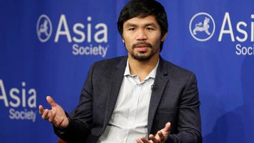 In this Oct. 12, 2015, file photo, Manny Pacquiao takes questions at the Asia Society in New York. Boxing star Pacquiao has created a firestorm in his home country after saying people in same-sex relationships “are worse than animals.” Pacquiao, who is running for a Philippine Senate seat, made the remark in a video posted Monday, Feb. 15, 2016, on local TV5’s election site. He also said animals are better than people in same-sex relationships because they recognize the difference between males and females. (AP Photo/Seth Wenig, File)