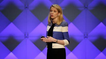 Yahoo CEO Marissa Mayer delivers the keynote address Thursday, Feb. 18, 2016, at the Yahoo Mobile Developer Conference in San Francisco. AP
