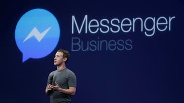 CEO Mark Zuckerberg talks about Messenger app during the Facebook F8 Developer Conference, Wednesday, March 25, 2015, in San Francisco. AP