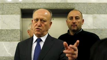 Lebanon's Justice Minister Ashraf Rifi gestures upon his arrival to attend a Cabinet session at the government palace in Beirut, January 22, 2015. Rifi on February 21, 2016 announced his resignation, blaming political rivals Hezbollah and their allies for the country's political crisis, which has seen it without a president for 21 months and paralysed state institutions. Picture taken January 22, 2015. REUTERS