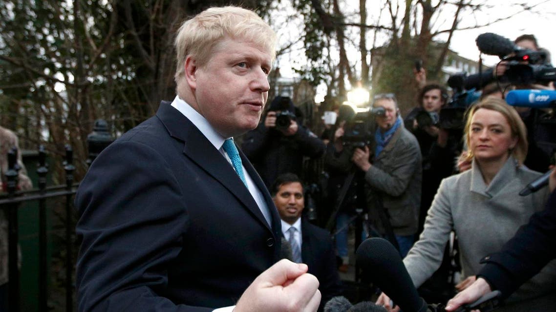 London Mayor Boris Johnson speaks to the media in front of his home in London, Britain February 21, 2016. Britain will hold a referendum on European Union membership on June 23. REUTERS