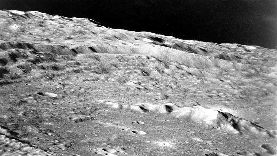 This photo, taken from the Apollo 10 command module during its exploratory flight, shows mountain ridges on the moon's surface in May, 1969. (AP)