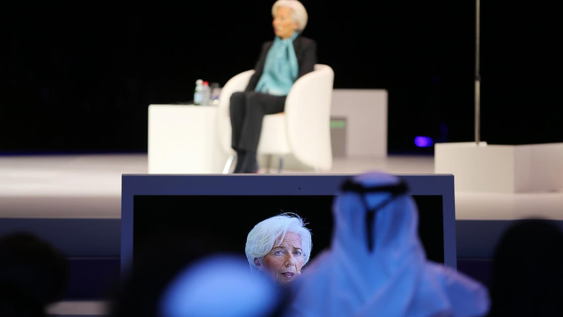 Christine Lagarde, head of the International Monetary Fund, IMF, talks at the opening day of the Global Women’s Forum in Dubai, United Arab Emirates, Tuesday, Feb. 23, 2016. (AP)